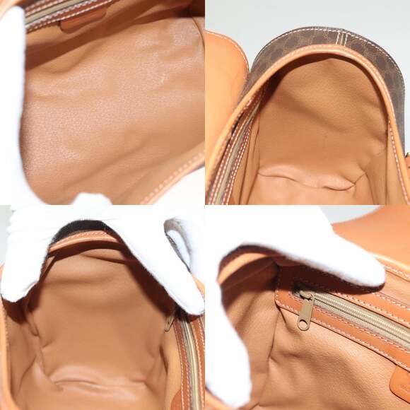 CELINE Macadam Canvas Hand Bag Pvc Leather Brown Gold - Picture 12 of 13